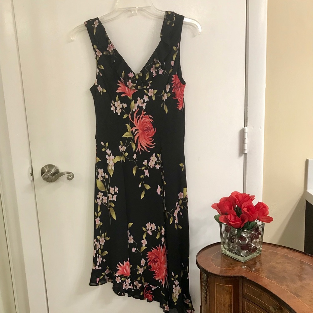 Flouncy tropical cocktail dress